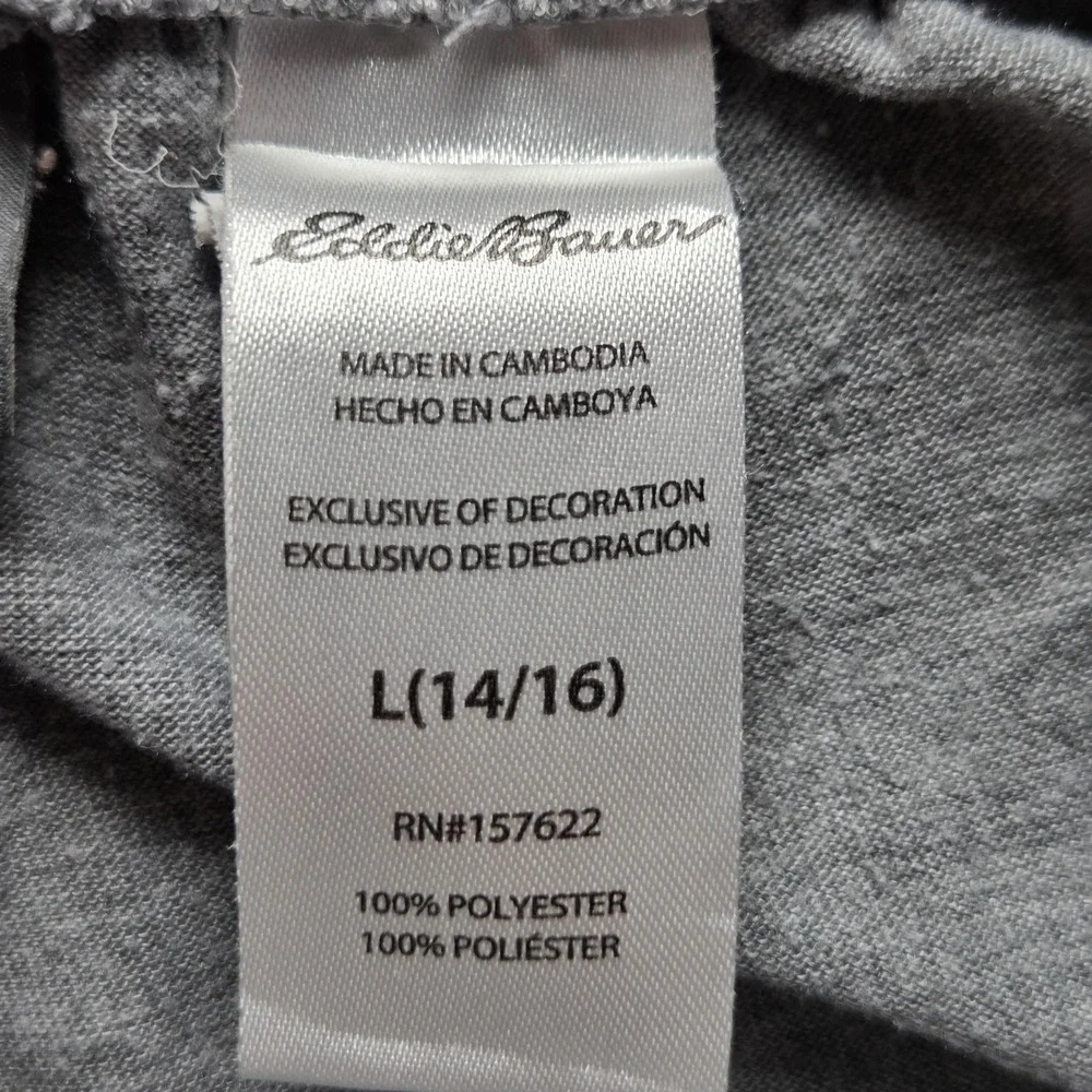 Eddie Bauer Lounge Pants Kids 14-16 Gray Lightweight Jersey Elastic Waist